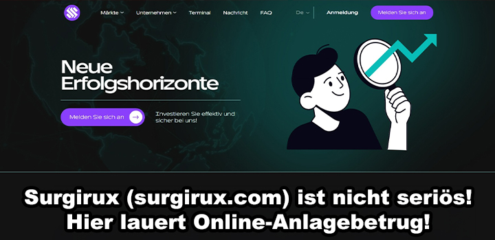 surgirux.pro, app.surgirux.pro – Anlagebetrug